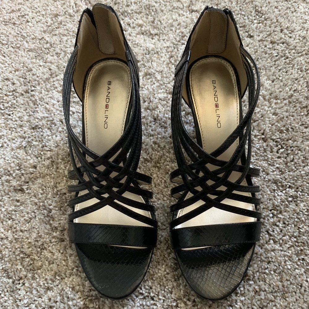 Black straps heels